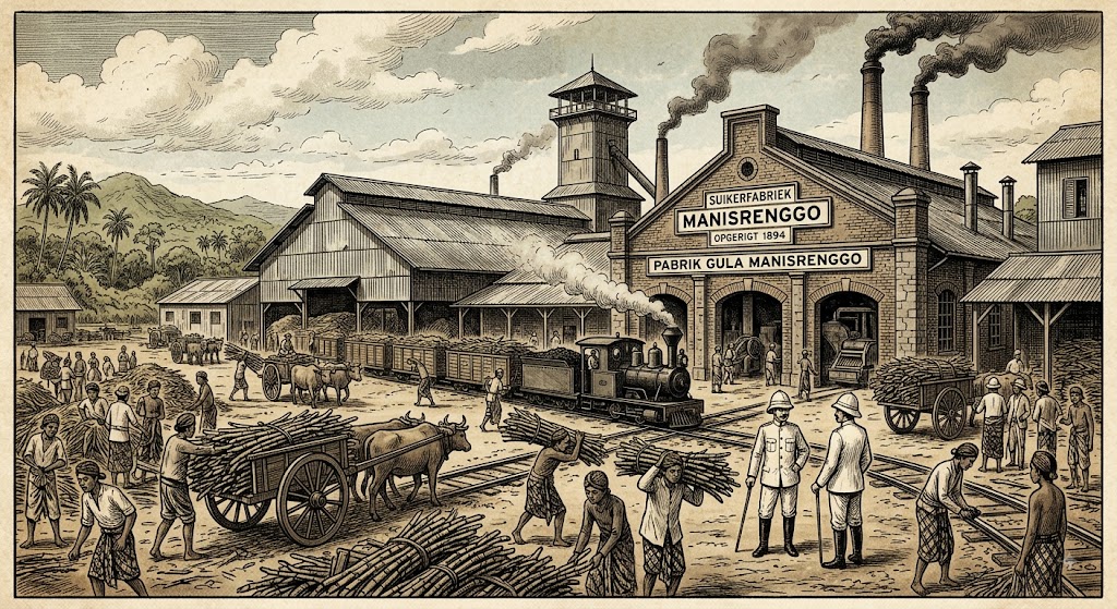 Ilustrasi pabrik gula manisrenggo pada jaman kolonial